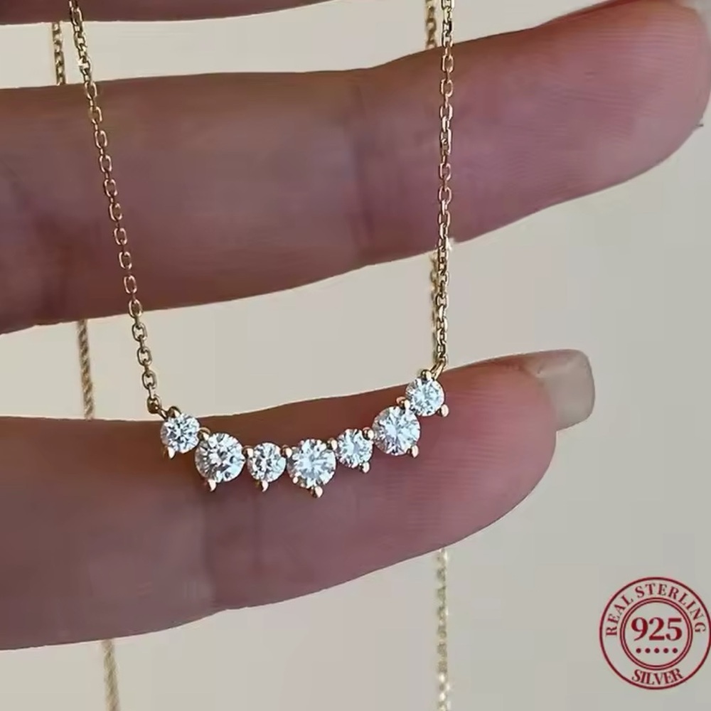 925 Sterling Silver Elegant Gold Necklace with Silver Accents